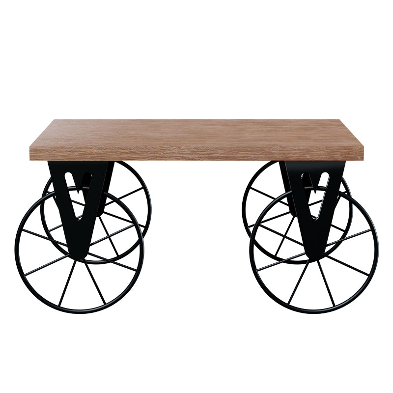 Τραπέζι σαλονιού Bike pakoworld χρώμα μαύρο-καρυδί 85x55x41εκ