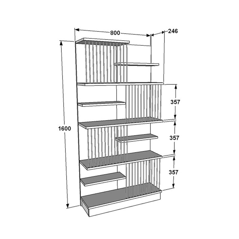 Βιβλιοθήκη Gassim pakoworld μαύρο-καρυδί-λευκό 80x24.6x160εκ