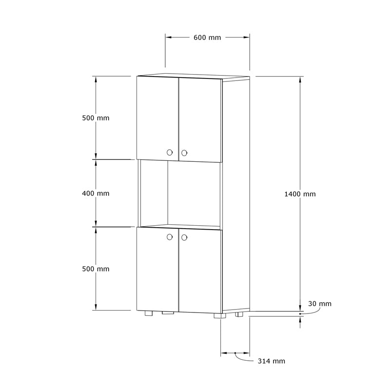 Στήλη Guzel pakoworld σε λευκή απόχρωση 60x31.4x140εκ