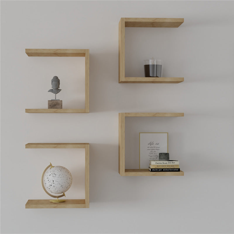 Ραφιέρα τοίχου Perari pakoworld 4τεμ.σε oak απόχρωση 30x19.6x30εκ