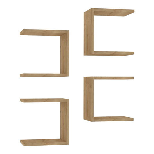 Ραφιέρα τοίχου Perari pakoworld 4τεμ.σε oak απόχρωση 30x19.6x30εκ