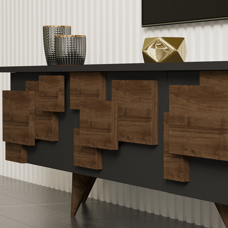 Έπιπλο τηλεόρασης Trida pakoworld καρυδί με ανθρακί 160x35x45εκ