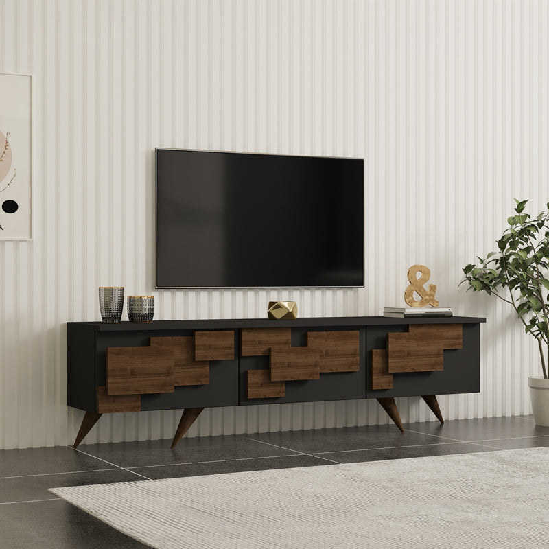 Έπιπλο τηλεόρασης Trida pakoworld καρυδί με ανθρακί 160x35x45εκ