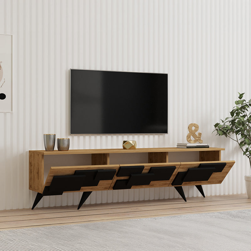 Έπιπλο τηλεόρασης Trida pakoworld oak με μαύρο 160x35x45εκ