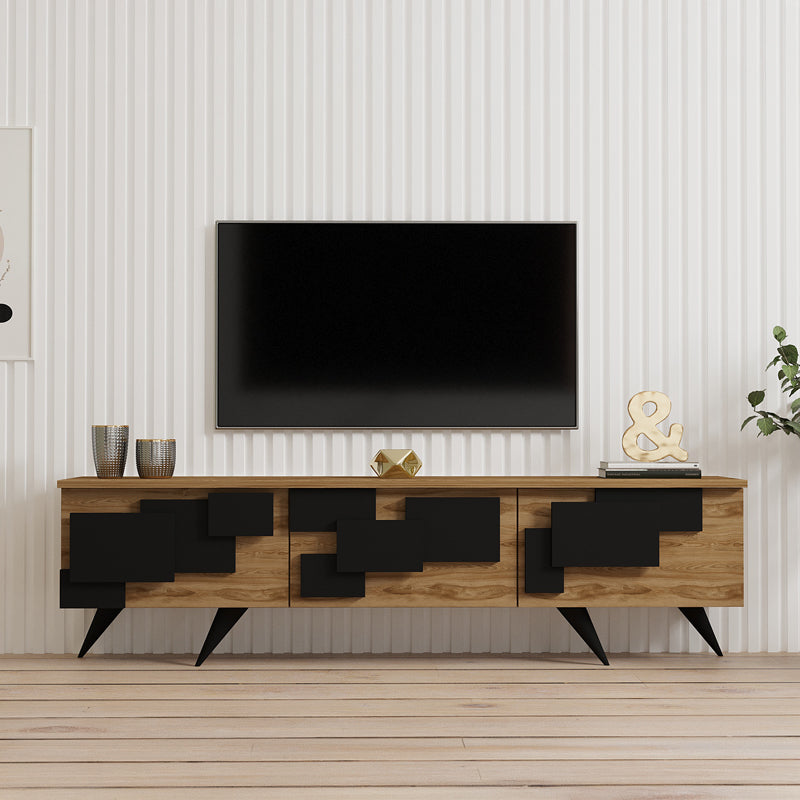 Έπιπλο τηλεόρασης Trida pakoworld oak με μαύρο 160x35x45εκ