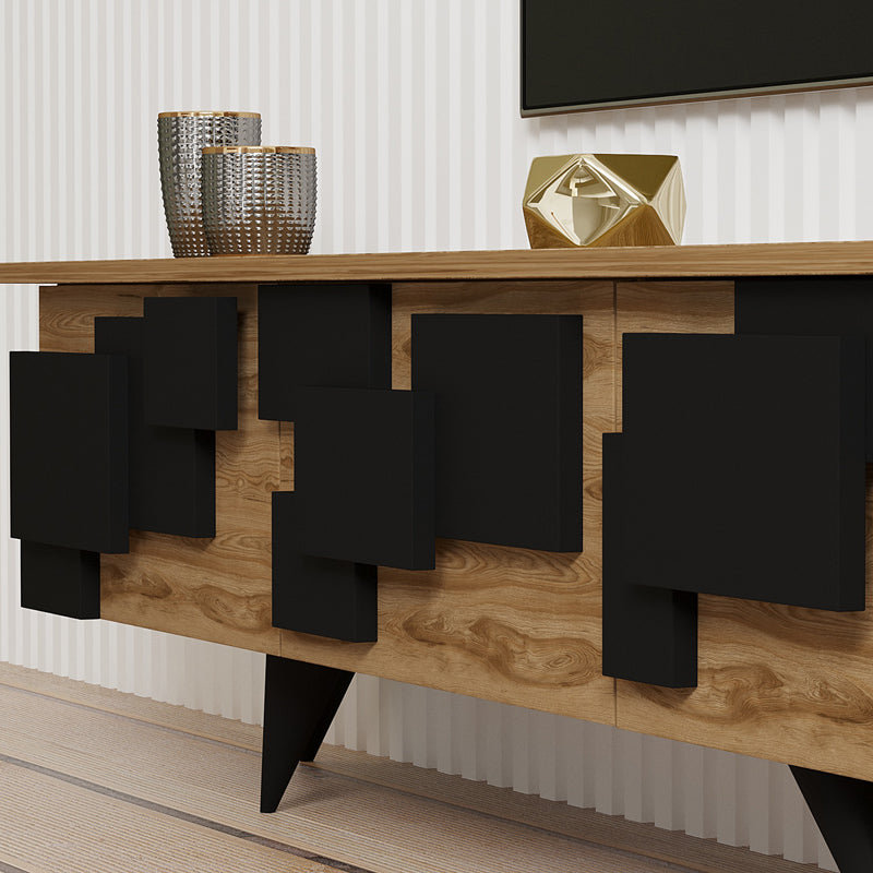 Έπιπλο τηλεόρασης Trida pakoworld oak με μαύρο 160x35x45εκ