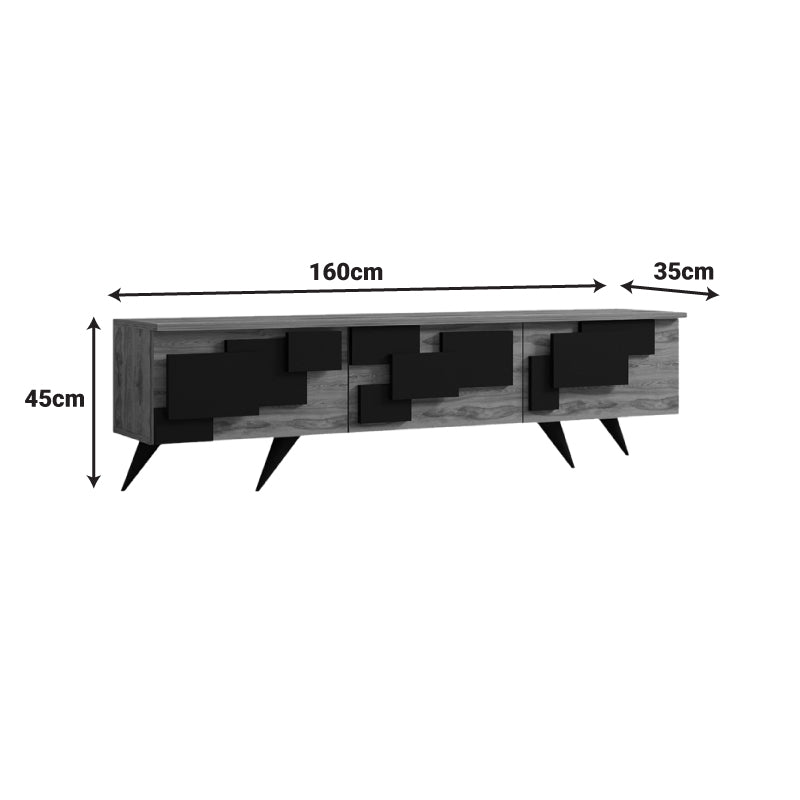 Έπιπλο τηλεόρασης Trida pakoworld oak με μαύρο 160x35x45εκ