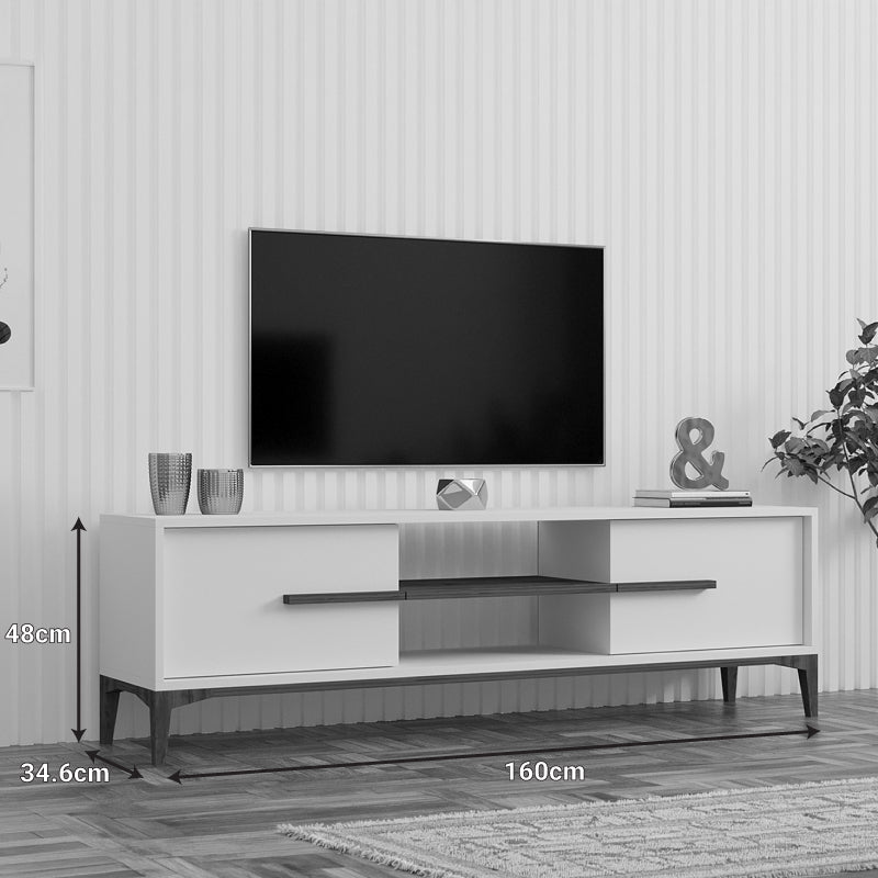 Έπιπλο τηλεόρασης Eslem pakoworld λευκό με καρυδί 160x34,6x48,1εκ