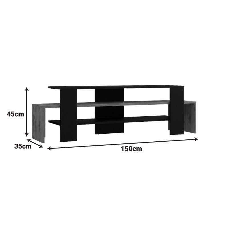 Έπιπλο τηλεόρασης Lenour pakoworld sonoma με μαύρο 150x35x45εκ