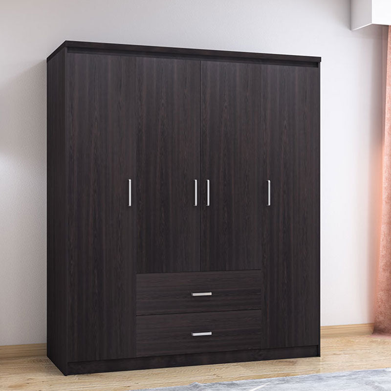 Ντουλάπα ρούχων τετράφυλλη OLYMPUS pakoworld χρώμα wenge 159x57x183εκ