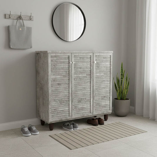 Παπουτσοθήκη-ντουλάπι SANTO pakoworld 16 ζεύγων χρώμα antique ανθρακί 89.5x34.5x91.5εκ
