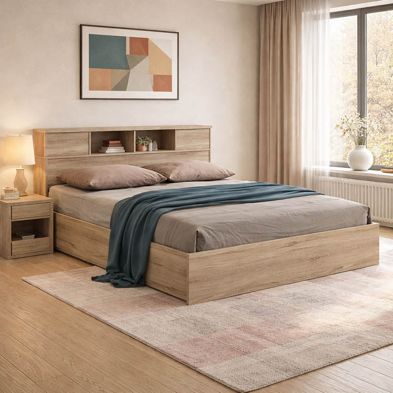 Κρεβάτι διπλό OLYMPUS pakoworld σε sonoma απόχρωση 160x200εκ