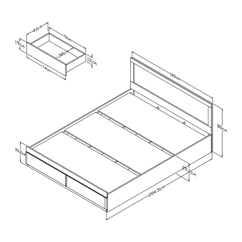 Κρεβάτι Olympus pakoworld με συρτάρι σε sonoma απόχρωση 160x200εκ