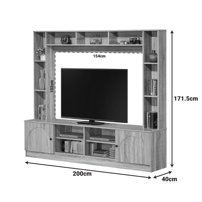 Σύνθετο σαλονιού Ambera pakoworld σε sonoma απόχρωση 200x40x171.5εκ