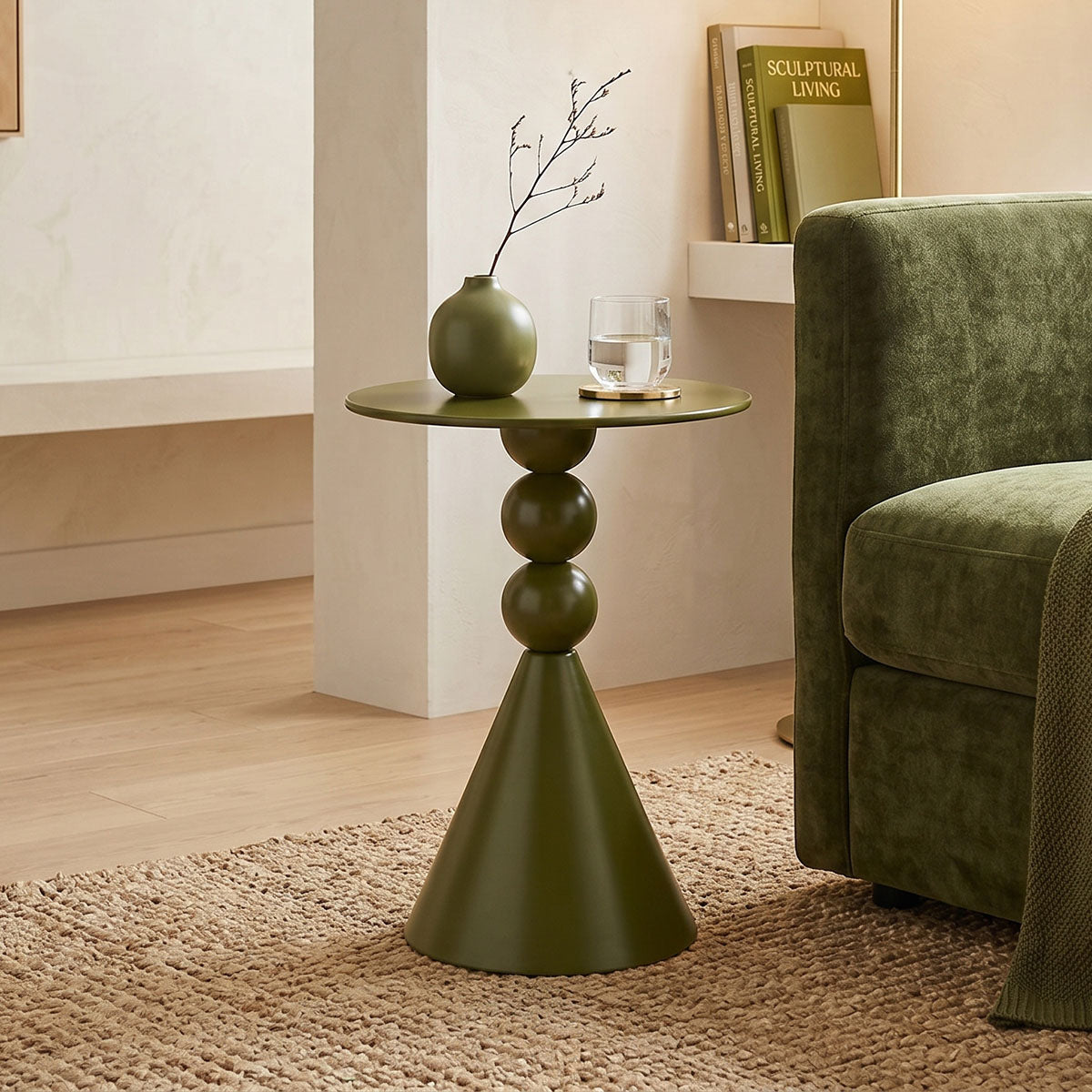 Βοηθητικό τραπέζι Bilane pakoworld μέταλλο λαδί Φ39x60εκ