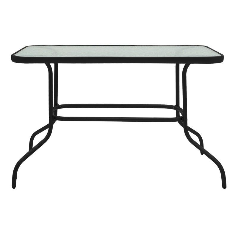 Τραπεζαρία Valor-Calan pakoworld σετ 5τεμ μέταλλο μαύρο-γυαλί-textilene μαύρο 110x60x70εκ