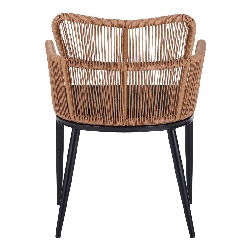 Πολυθρόνα Naoki pakoworld pe rattan -metal σε φυσική απόχρωση με μαύρα πόδια/μαξιλάρι 59x62.5x82εκ