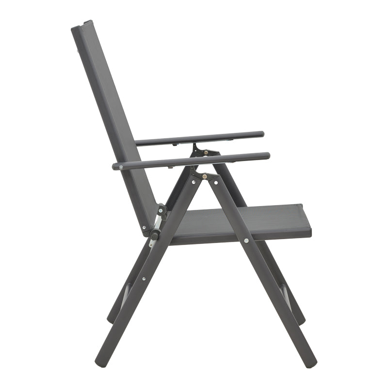 Πολυθρόνα Candor pakoworld ανθρακί μέταλλο και γκρι textilene 51.5x63.5x107εκ