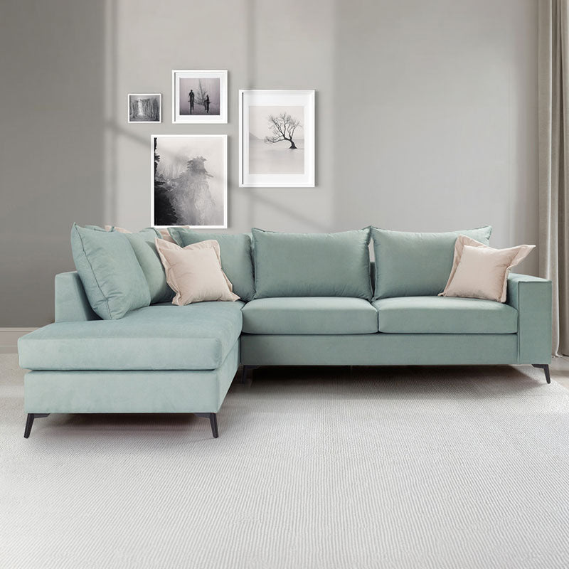 Γωνιακός καναπές δεξιά γωνία Romantic pakoworld ύφασμα Ciel-Cream 290x235x95εκ