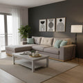 Γωνιακός καναπές δεξιά γωνία Boston pakoworld ύφασμα elephant-ciel 280x225x90εκ