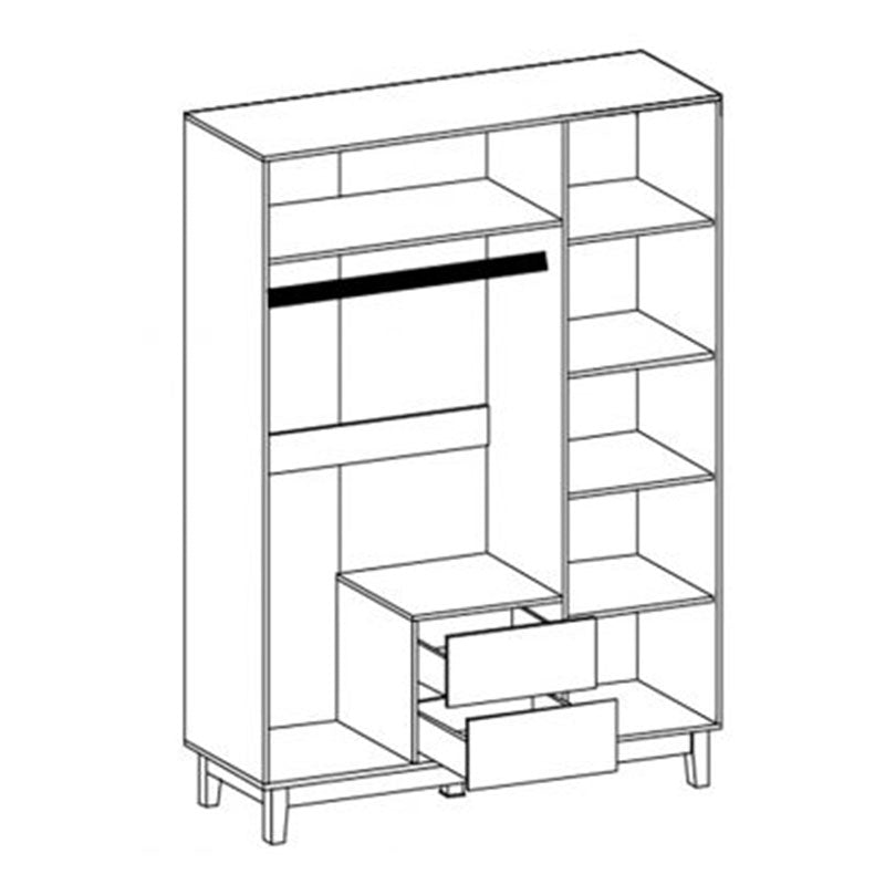 Ντουλάπα Awell pakoworld τρίφυλλη sonoma-λευκό 153.5x54.5x216εκ