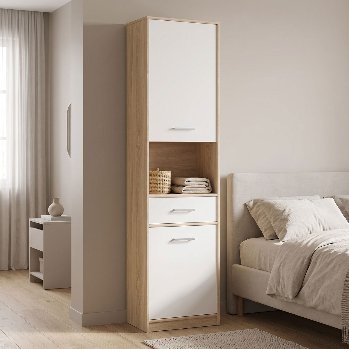 Στήλη Letto pakoworld σε oak - λευκό ματ απόχρωση 50,2x34,3x195εκ