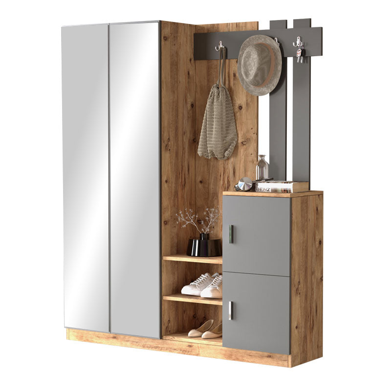 Έπιπλο εισόδου Doorse pakoworld μελαμίνης ανθρακί-oak 147.5x35x180εκ