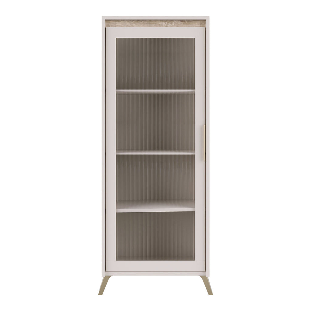 Βιτρίνα Belka pakoworld κρεμ με oak 55,6x45x152,6εκ