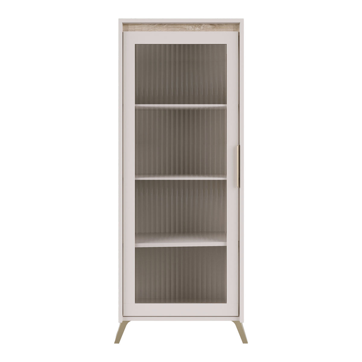 Βιτρίνα Belka pakoworld κρεμ με oak 55,6x45x152,6εκ