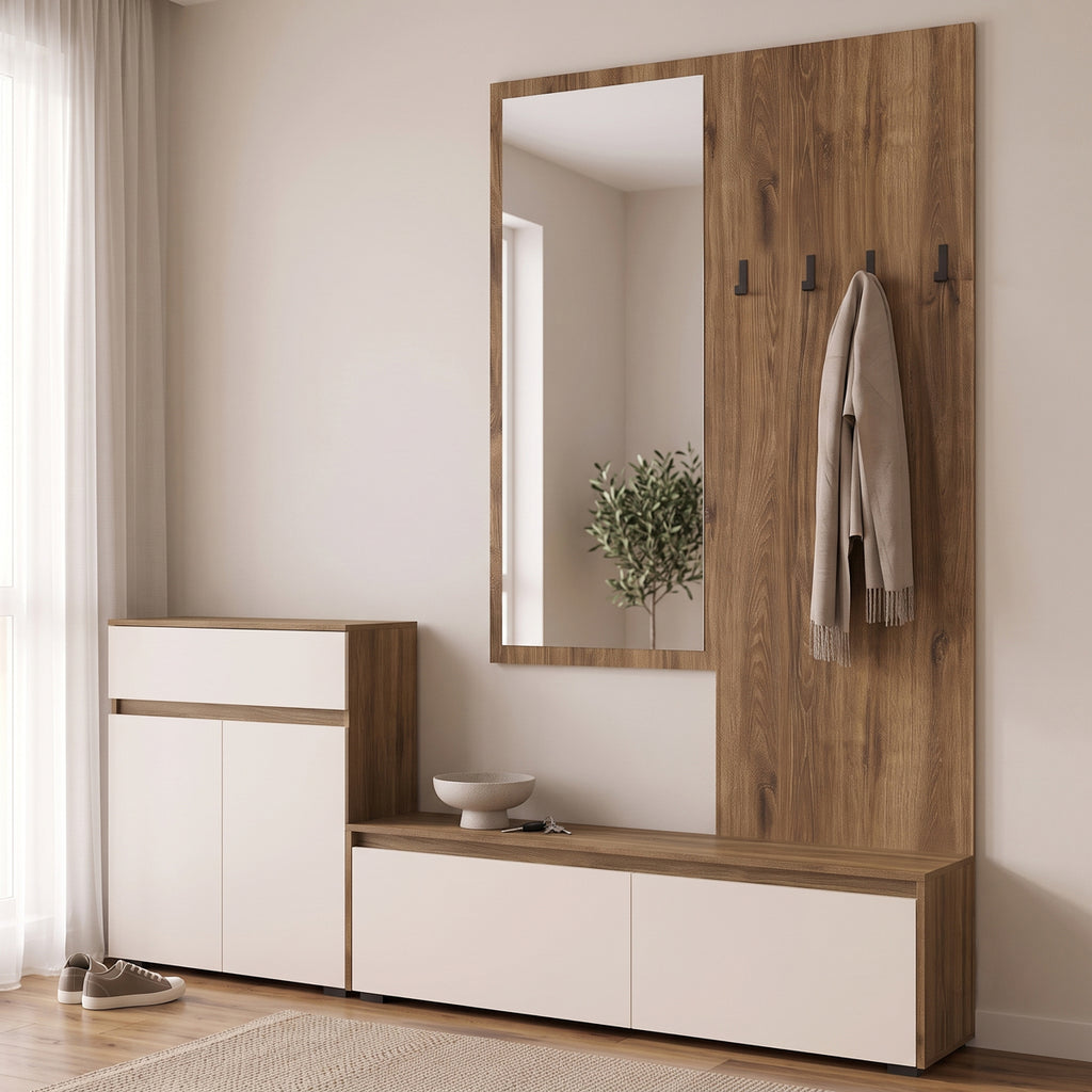 Έπιπλο εισόδου Ansia pakoworld καρυδί oak 210x44,7x175εκ