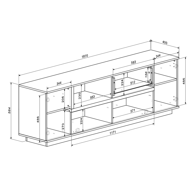 Σύνθετο σαλονιού Norda 4Life κρεμ με oak 187x40x58.4εκ