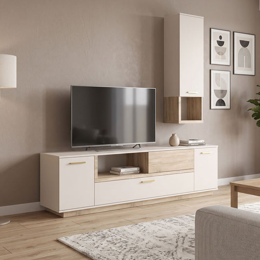 Σύνθετο σαλονιού Norda 4Life κρεμ με oak 187x40x58.4εκ