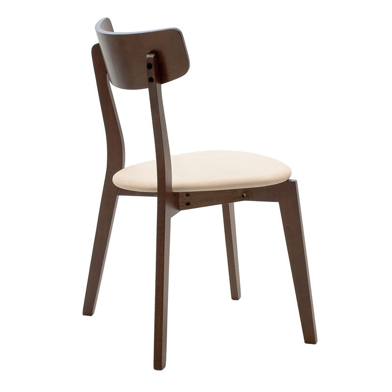 Tραπεζαρία Benson - Toto pakoworld σετ 5τμχ καρυδί - ύφασμα μπεζ 120x75x75εκ