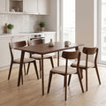 Tραπεζαρία Benson - Toto pakoworld σετ 5τμχ καρυδί - ύφασμα μπεζ 120x75x75εκ