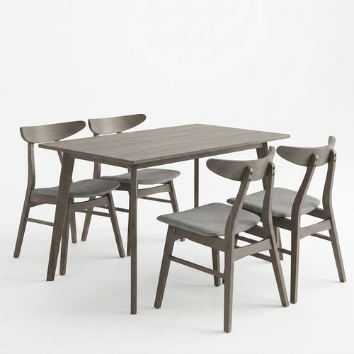 Tραπεζαρία Benson - Orlean pakoworld σετ 5τμχ rustic grey-ύφασμα γκρι 120x75x75εκ