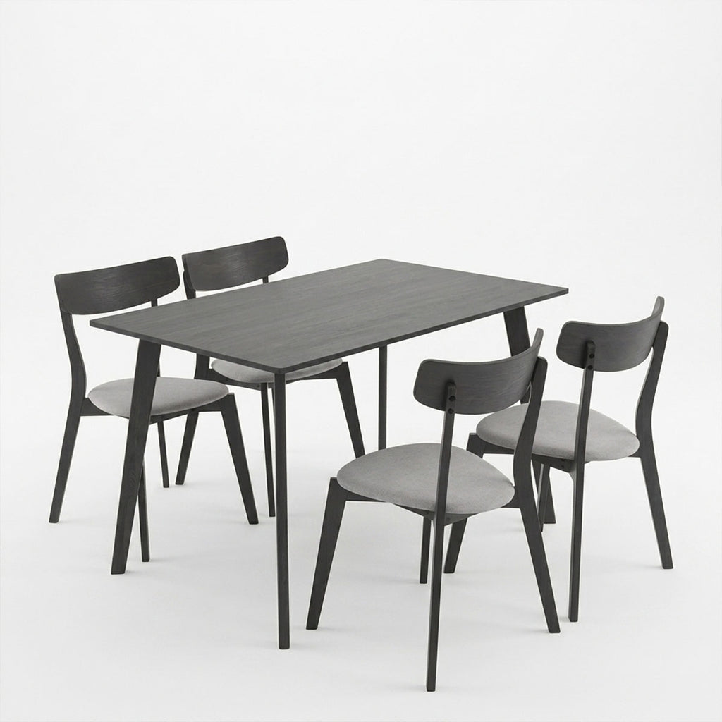 Tραπεζαρία Benson - Toto pakoworld σετ 5τμχ rustic grey - ύφασμα γκρι 120x75x75εκ