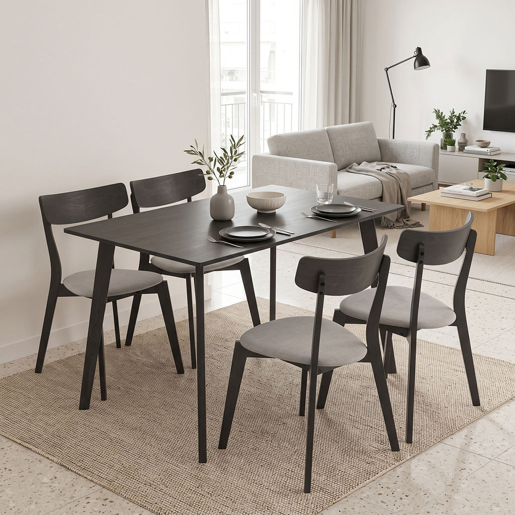 Tραπεζαρία Benson - Toto pakoworld σετ 5τμχ rustic grey - ύφασμα γκρι 120x75x75εκ