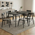 Tραπεζαρία Benson - Toto pakoworld σετ 7τμχ rustic grey - ύφασμα γκρι 150x90x75εκ