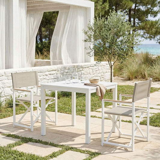 Τραπεζαρία Kliton - Mabu σετ 3τεμ pakoworld αλουμίνιο σε λευκή απόχρωση 80x80x74εκ