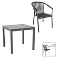 Τραπεζαρία Kliton-Convince σετ 5τεμ pakoworld αλουμίνιο σε ανθρακί απόχρωση 80x80x74εκ