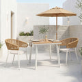 Τραπεζαρία Synergy-Raven σετ 3τεμ pakoworld λευκό αλουμίνιο και plywood σε φυσικό χρώμα 80x80x74εκ