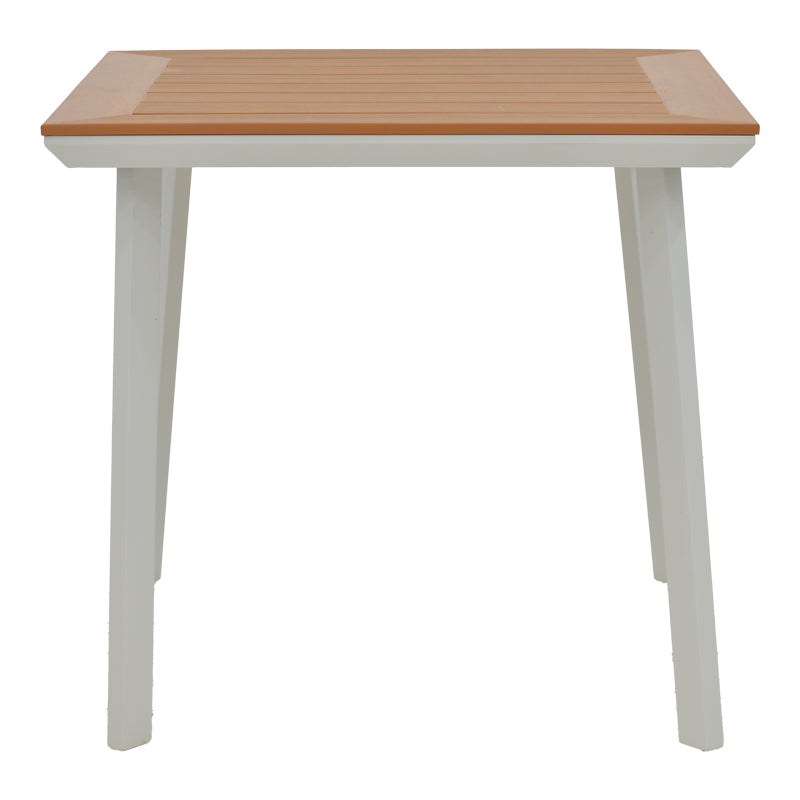 Τραπεζαρία Synergy-Pino σετ 3τεμ 4Life λευκό αλουμίνιο και plywood σε φυσικό χρώμα 80x80x74εκ