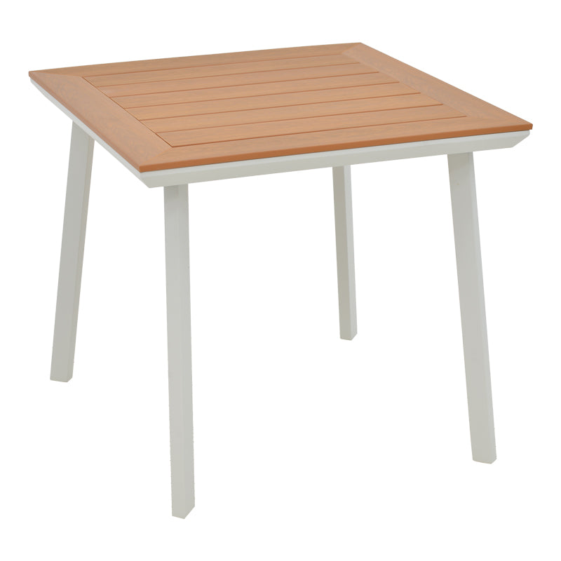 Τραπεζαρία Synergy-Pino σετ 3τεμ 4Life λευκό αλουμίνιο και plywood σε φυσικό χρώμα 80x80x74εκ