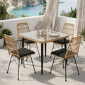 Τραπεζαρία Naoki U σετ 5τεμ pakoworld rattan pe σε φυσική απόχρωση και μαύρο μέταλλο 80x80x78εκ