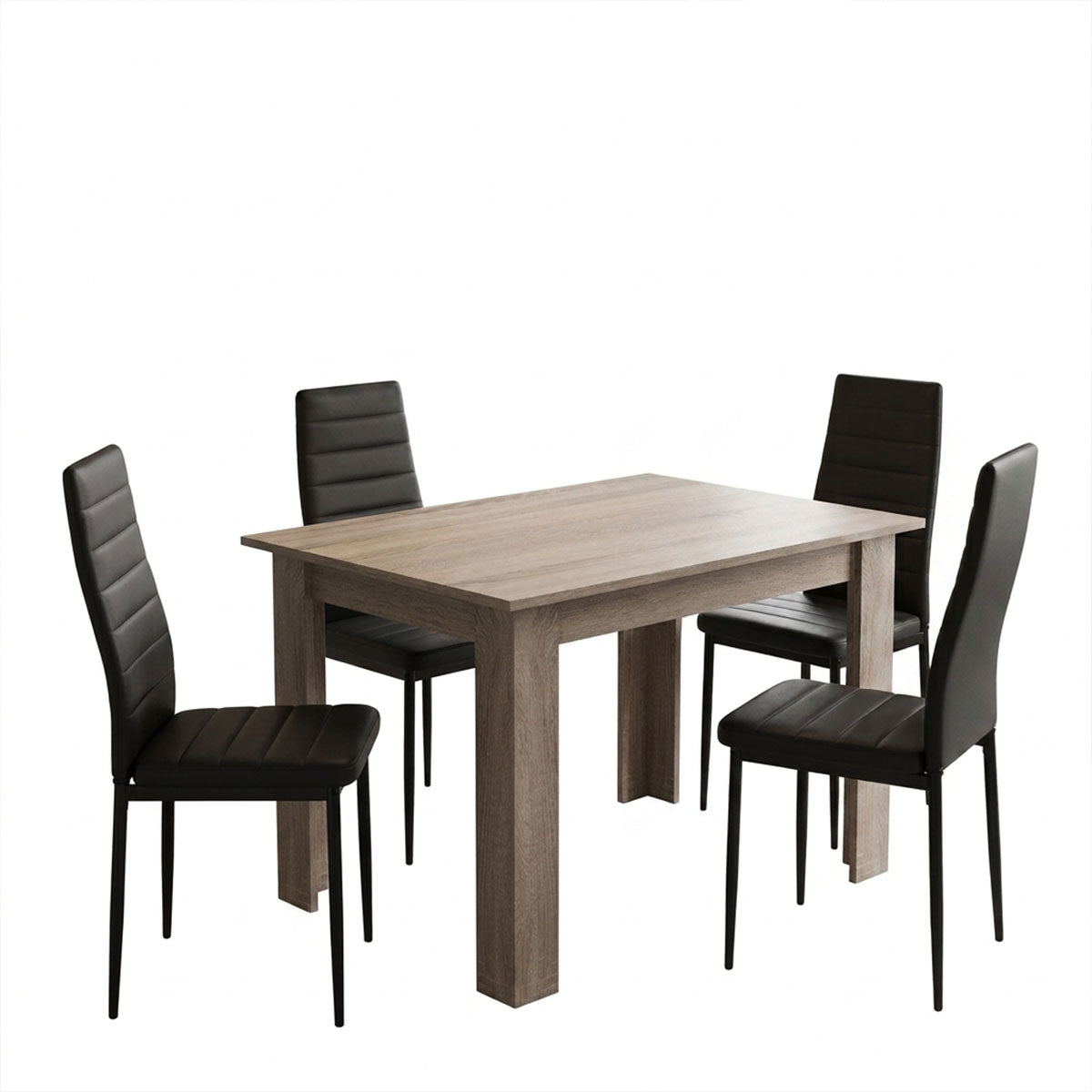 Τραπεζαρία Manka-Parker pakoworld σετ 5τεμ mdf σε μαύρη-sonoma truffle απόχρωση 110x80x77εκ