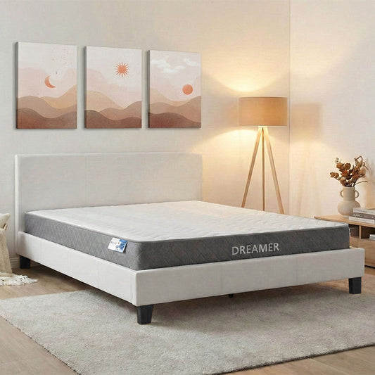 Κρεβάτι με στρώμα Nevil-Dreamer pakoworld pu λευκό 150x200εκ