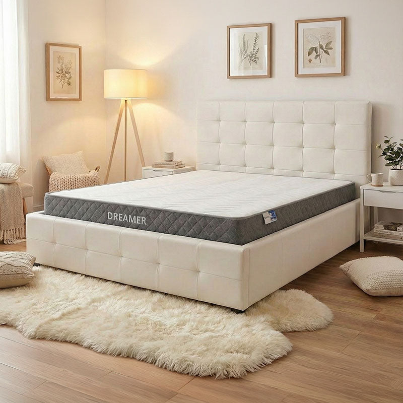 Κρεβάτι με στρώμα και αποθηκευτικό χώρο Roi-Dreamer pakoworld pu λευκό 160x200εκ