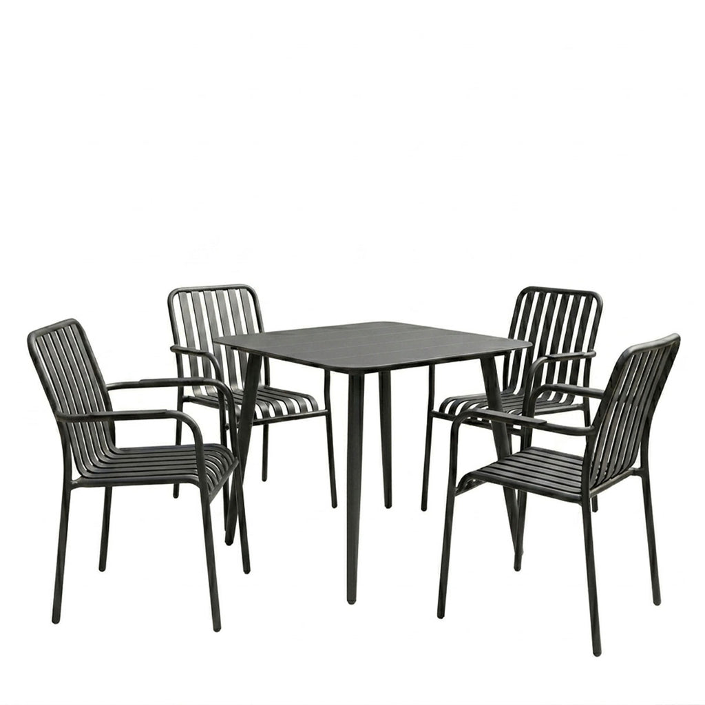 Τραπεζαρία Heven Vista pakoworld σετ 5τεμ μαύρο αλουμίνιο 80x80x72εκ