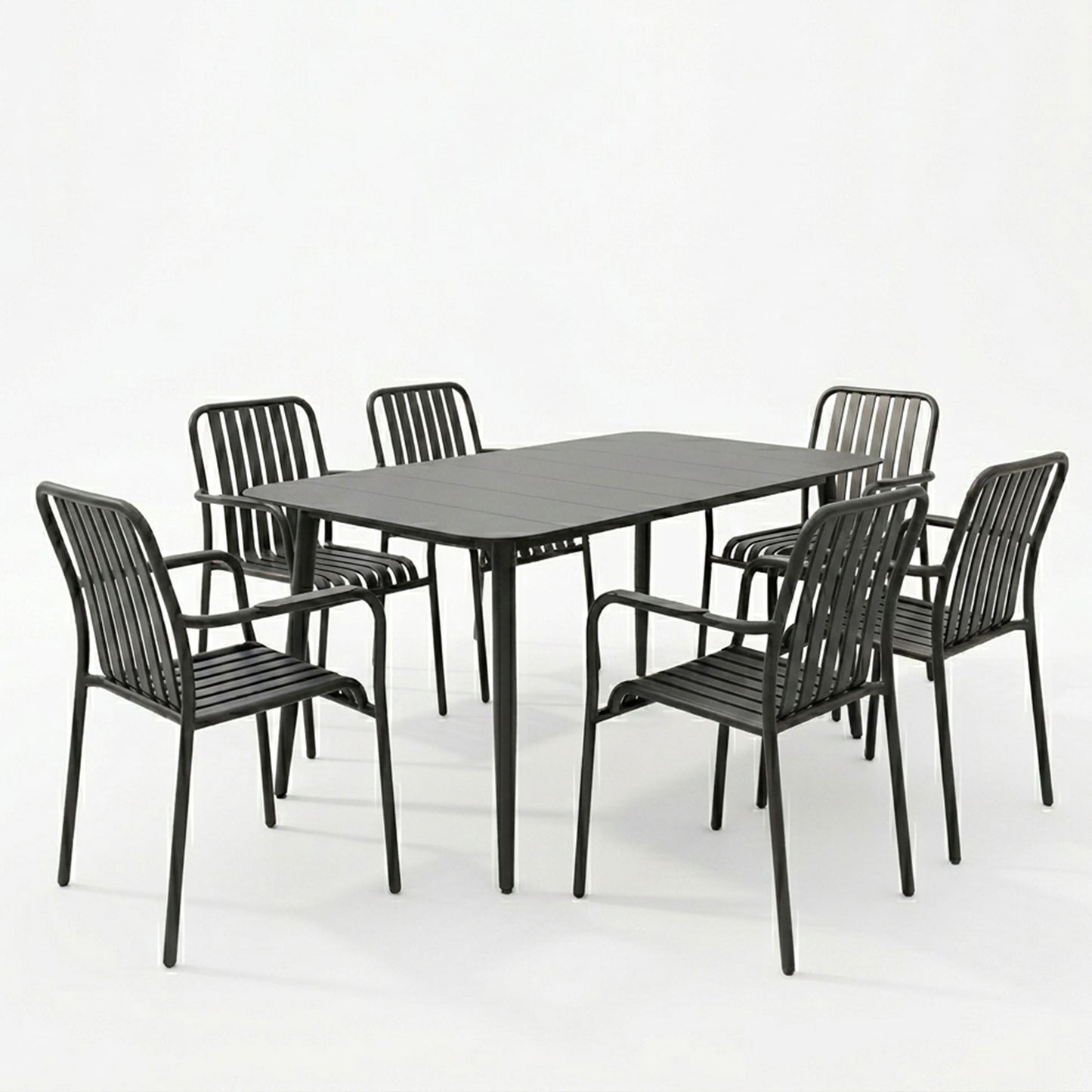 Τραπεζαρία Heven Vista pakoworld σετ 7τεμ μαύρο αλουμίνιο 120x70x72εκ