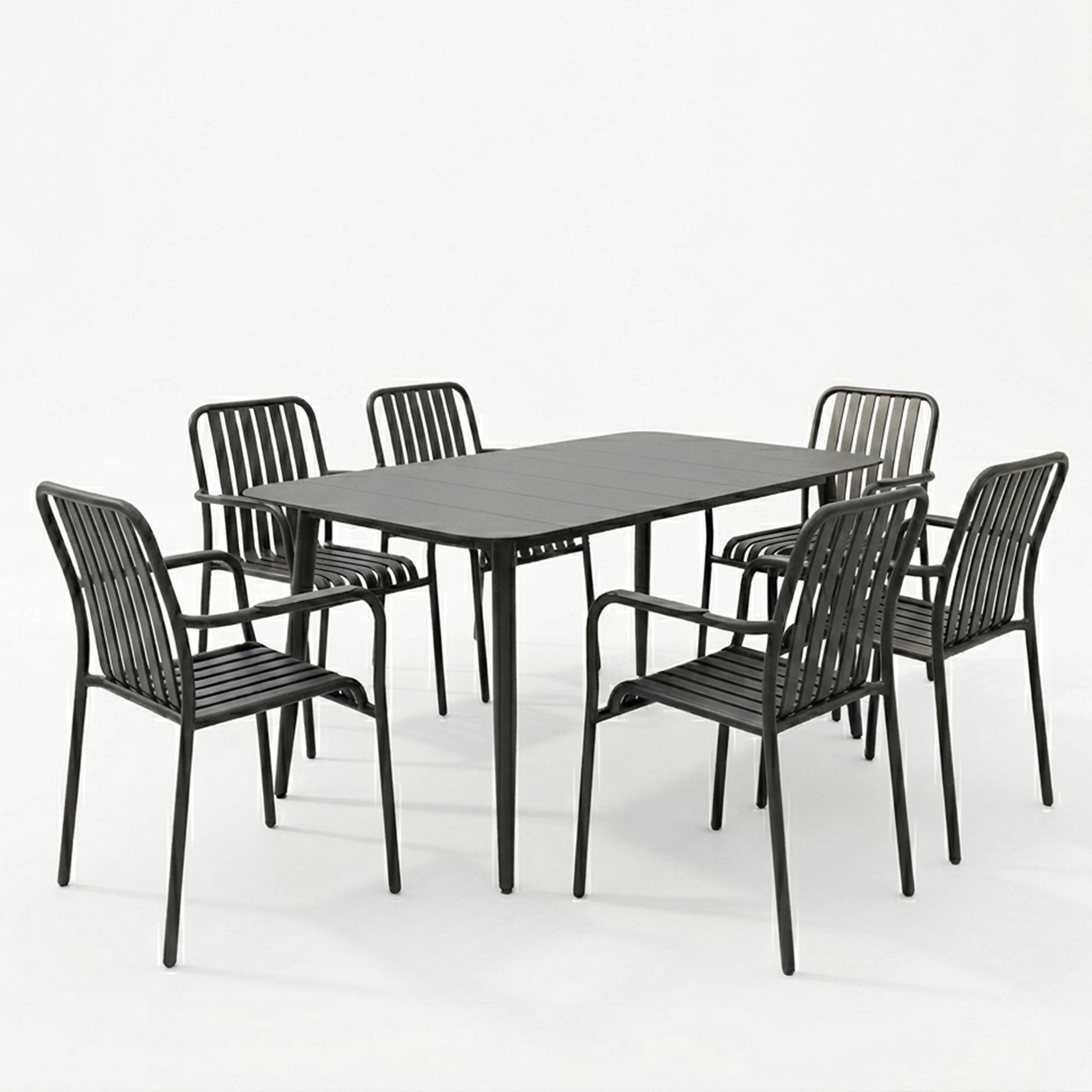 Τραπεζαρία Heven Vista pakoworld σετ 7τεμ μαύρο αλουμίνιο 120x70x72εκ